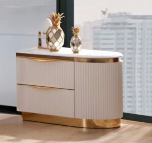 B1401-LAURA-RIGHT NIGHTSTAND-WHITE-GOLD